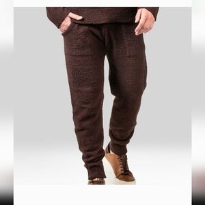 Natori Akio Cheniile Jogger Pants Mens L Brown Cozy Lounge Cabincore #1111